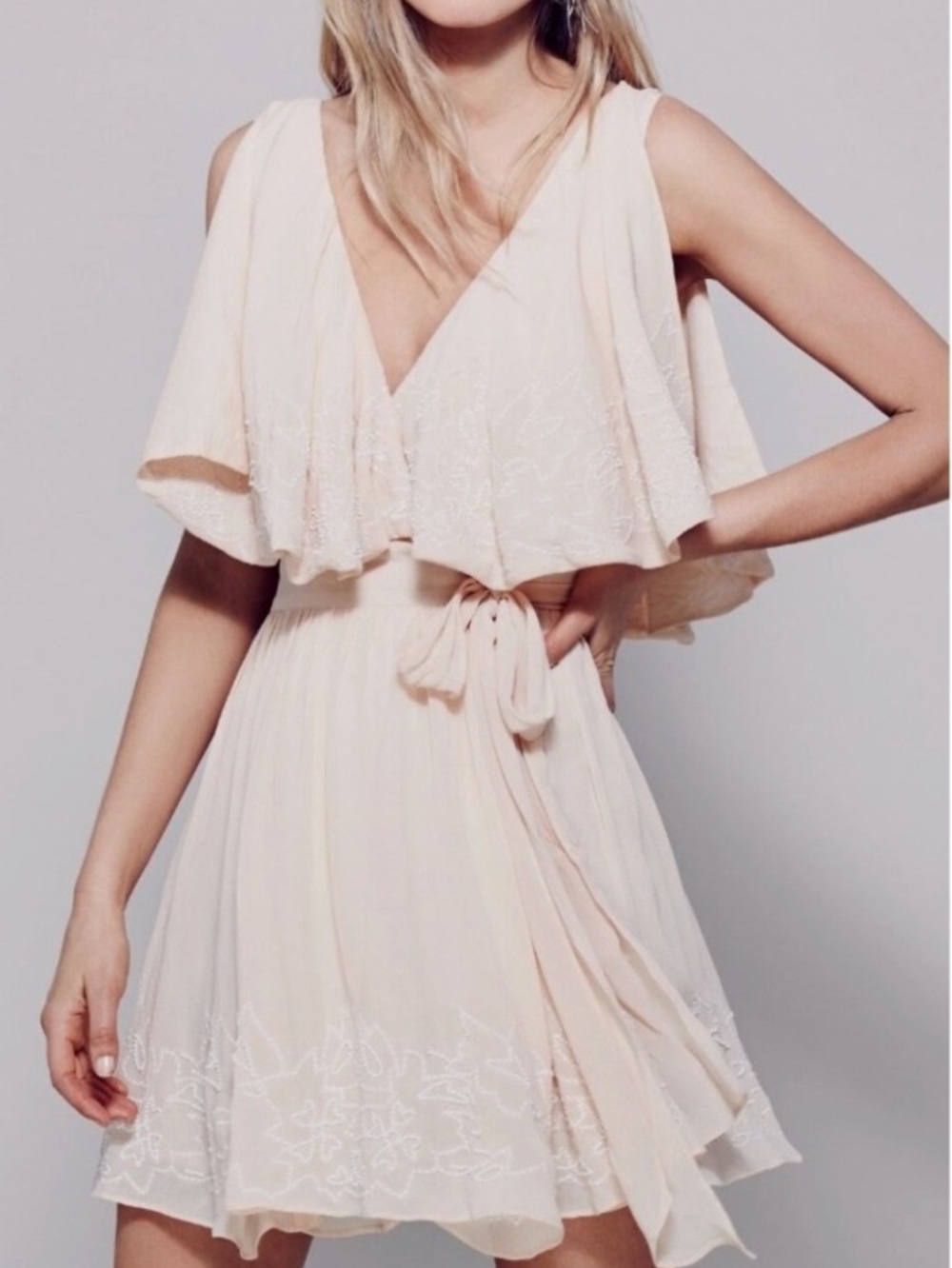 Free People Sylvia Wrap Mini Dress in Peach ~ Size XS